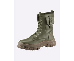 Schnürstiefelette ANDREA CONTI, Damen, Gr. 40, grün (oliv), Glattleder, Leder, Schuhe Schnürstiefelette (97364653-40) oliv