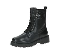 CAPRICE Damen Winterstiefeletten zum Schnüren aus Leder mit Schnalle, Schwarz (Black Nappa), 37 EU