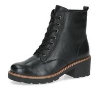Schnürstiefelette CAPRICE, Damen, Gr. 39, schwarz, Leder, Schuhe Schnürstiefelette, Blockabsatz, Schnürboots, Herbstboots mit dezenter Logoprägung (38059663-39)