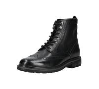Schnürstiefelette CLARKS "Newford", Herren, Gr. 42,5, schwarz, Leder, Schuhe, Budapester, Schnürboots mit elegantem Blockabsatz (63060362-42,5) schwarz