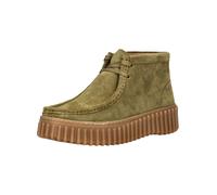 Schnürstiefelette CLARKS "Clarks Stiefelette Veloursleder", Damen, Gr. 39,5, grün (olive), Veloursleder, Schuhe Schnürstiefelette (81469938-39,5) olive