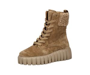 Schnürstiefelette GABOR COMFORT "Gabor Comfort Stiefelette Veloursleder", Damen, Gr. 43, braun (camel), Veloursleder, Schuhe Schnürstiefelette (11601921-43) camel