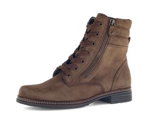 Schnürstiefelette GABOR, Damen, Gr. 37,5, braun (rehbraun), Ziegenveloursleder, unifarben, Basic, Schuhe Schnürstiefelette, Blockabsatz, Schnürboots mit Zierreißverschluss an der Außenseite (79576439-