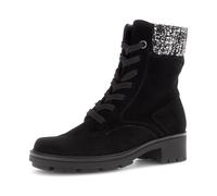 Schnürstiefelette GABOR, Damen, Gr. 38, schwarz, weiß, Textil, Veloursleder, Schuhe Schnürstiefelette, Blockabsatz, Schnürboots in Bequemweite G (= weit) (29070928-38) schwarz, weiß