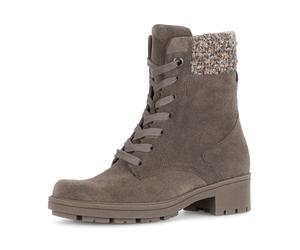 Schnürstiefelette GABOR, Damen, Gr. 40, taupe, Textil, Veloursleder, Schuhe Schnürstiefelette, Blockabsatz, Schnürboots in Bequemweite G (= weit) (33875118-40) taupe