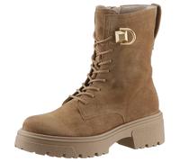 Schnürstiefelette GABOR, Damen, Gr. 41, braun (hellbraun), Veloursleder, unifarben, Schuhe Schnürstiefelette, Blockabsatz, Plateau, Schnürboots mit Best Fitting-Ausstattung (75999842-41)