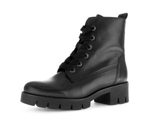 Schnürstiefelette GABOR, Damen, Gr. 41, schwarz, Kalbsleder, unifarben, Schuhe Schnürstiefelette, Plateau, Schnürboots mit Blockabsatz (17145037-41) schwarz