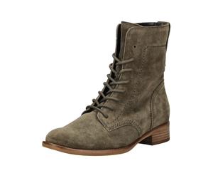 Schnürstiefelette GABOR "Gabor Stiefelette Veloursleder", Damen, Gr. 40, olive, Veloursleder, Schuhe Schnürstiefelette (89700634-40) olive