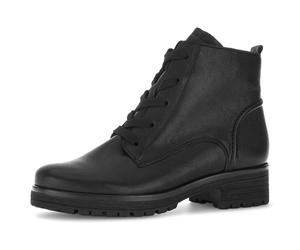 Schnürstiefelette GABOR "GENUA", Damen, Gr. 39, schwarz, Glattleder, unifarben, Basic, Schuhe Schnürstiefelette, Blockabstz, Schnürboots, Businessstiefelette in Weite G (= weit), Topseller (63278101-3