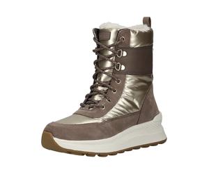 Schnürstiefelette GEOX "Geox Stiefelette Leder/Textil", Damen, Gr. 38, taupe, Leder, Textil, Schuhe Schnürstiefelette (26522032-38) taupe
