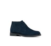 Schnürstiefelette GEOX "U SAHARO", Herren, Gr. 45, blau (dunkelblau), Veloursleder, Schuhe Schnürstiefelette, Desert Boots, Schnürboots, Businessboots mit Ziernähten (36489643-45) dunkelblau
