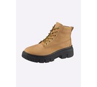 Schnürstiefelette HEINE, Damen, Gr. 40, gelb (maisgelb), Leder, Nubukleder, Rindsleder, Schuhe Schnürstiefelette (49841227-40) maisgelb