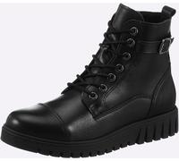 Schnürstiefelette HEINE, Damen, Gr. 41, schwarz, Glattleder, Leder, Rindsleder, Schuhe Schnürstiefelette (56087609-41) schwarz