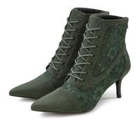 Schnürstiefelette LASCANA Gr. 41, grün (olivgrün) Damen Schuhe Reißverschlussstiefeletten in sexy Spitzen Optik, Stiefel (39648743-41)