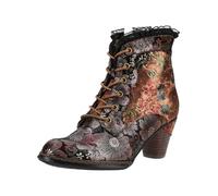 Schnürstiefelette LAURA VITA "LAURA VITA Pumps Leder/Textil", Damen, Gr. 37, bunt (dunkelbraun), Leder, Textil, Schuhe Schnürstiefelette (19669000-37) dunkelbraun