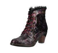 Schnürstiefelette LAURA VITA "LAURA VITA Pumps Leder/Textil", Damen, Gr. 38, lila (schwarz kombi), Leder, Textil, Schuhe Schnürstiefelette (22882568-38) schwarz kombi