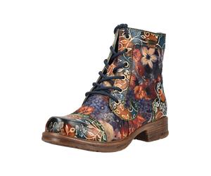 Schnürstiefelette LAURA VITA "LAURA VITA Stiefelette Leder/Textil", Damen, Gr. 37, bunt (blau, rot), Leder, Textil, Schuhe Schnürstiefelette (57489425-37) blau, rot