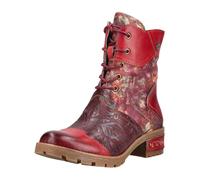 Schnürstiefelette LAURA VITA "LAURA VITA Stiefelette Leder/Textil", Damen, Gr. 38, rot (rot kombi), Leder, Textil, Schuhe Schnürstiefelette (76410355-38) rot kombi