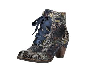 Schnürstiefelette LAURA VITA "LAURA VITA Stiefelette Leder/Textil", Damen, Gr. 39, blau, Leder, Textil, Schuhe Schnürstiefelette (46688363-39) blau