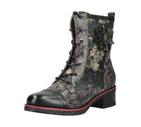 Schnürstiefelette LAURA VITA "LAURA VITA Stiefelette Leder/Textil", Damen, Gr. 39, bunt (schwarz kombi), Leder, Textil, Schuhe Schnürstiefelette (79627611-39) schwarz kombi