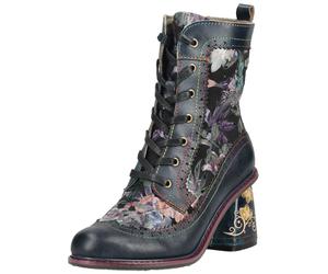 Schnürstiefelette LAURA VITA "LAURA VITA Stiefelette Leder/Textil", Damen, Gr. 40, bunt (schwarz multi), Leder, Textil, Schuhe Schnürstiefelette (67200412-40) schwarz multi