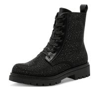 Schnürstiefelette MARCO TOZZI, Damen, Gr. 36, schwarz, Synthetik, Textil, Glitzer, Schuhe Schnürstiefelette, Blockabsatz, Schnürboots mit glänzenden Strasssteinen besetzt (30985142-36) schwarz