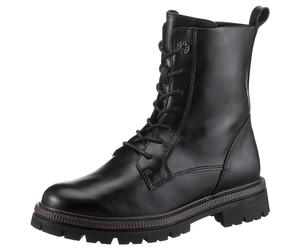 Schnürstiefelette MARCO TOZZI, Damen, Gr. 38, schwarz, Lederimitat, unifarben, Schuhe Schnürstiefelette, Blockabsatz, Schnürboots in veganer Verarbeitung (14629009-38) schwarz