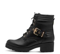 Schnürstiefelette MARCO TOZZI, Damen, Gr. 39, schwarz, Lederimitat, kontrastfarbene Details, unifarben, Schuhe Schnürstiefelette, Blockabsatz, Schnürboots, Herbstboots in veganer Verarbeitung, Topsell