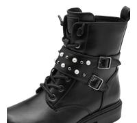 Schnürstiefelette MARCO TOZZI, Damen, Gr. 39, schwarz, Lederimitat, Schuhe Schnürstiefelette, Blockabsatz, Schnürboots mit Zierschnallen und Zierperlen (65428520-39) schwarz