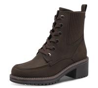 Schnürstiefelette MARCO TOZZI, Damen, Gr. 40, braun (dunkelbraun), Nubuklederimitat, aufgeraut, unifarben, Schuhe Schnürstiefelette, Blockabsatz, Schnürboots mit Stretcheinsatz in Strickoptik (1330442