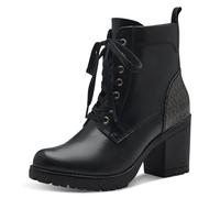 Schnürstiefelette MARCO TOZZI, Damen, Gr. 40, schwarz (schwarz kombiniert), Lederimitat, unifarben mit Farbeinsatz, Schuhe Schnürstiefelette, Blockabsatz, Stiefelette, Schnürboots in veganer Verarbeit