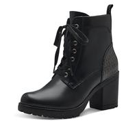 Schnürstiefelette MARCO TOZZI, Damen, Gr. 40, schwarz (schwarz kombiniert), Lederimitat, unifarben mit Farbeinsatz, Schuhe Schnürstiefelette, Blockabsatz, Stiefelette, Schnürboots in veganer Verarbeit
