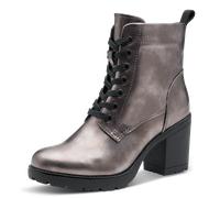 Schnürstiefelette MARCO TOZZI, Damen, Gr. 41, altsilberfarben, Lederimitat, metallic, Schuhe Schnürstiefelette, Blockabsatz, Stiefelette, Schnürboots in veganer Verarbeitung (49945825-41) altsilberfar