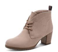 Schnürstiefelette MARCO TOZZI, Damen, Gr. 41, beige, Lederimitat, Textil, Veloursleder, aufgeraut, Basic, Schuhe Schnürstiefelette, Blockabsatz, Ankleboots, Schnürboots mit Ziernähten (85854564-41) be