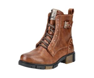 Schnürstiefelette MUSTANG SHOES "Mustang Shoes Stiefelette Lederimitat", Damen, Gr. 37, braun (cognac), Lederimitat, Schuhe Schnürstiefelette (93593144-37) cognac