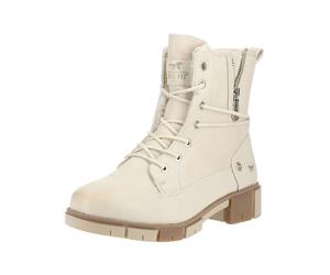 Schnürstiefelette MUSTANG SHOES "Mustang Shoes Stiefelette Lederimitat", Damen, Gr. 40, Textil, beige (ivory), Lederimitat, Schuhe Schnürstiefelette (49917853-40) ivory