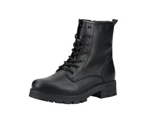 Schnürstiefelette MUSTANG SHOES "Mustang Shoes Stiefelette Lederimitat/Textil", Damen, Gr. 38, schwarz, Lederimitat, Textil, Schuhe Schnürstiefelette (26466663-38) schwarz