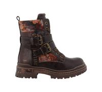 Schnürstiefelette MUSTANG SHOES "Stiefel", Damen, Gr. 38, wärmend, braun (mokka multi), Lederimitat, Textil, Schuhe Schnürstiefelette, Blockabsatz, Schnürboots mit Kontrastbesatz (66903460-38) mokka m