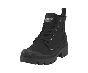 Schnürstiefelette PALLADIUM "PALLABASE TWILL", Damen, Gr. 39,5, schwarz, Textil, Schuhe Schnürstiefelette, Schnürstiefel, Schnürboots aus Canvas mit Reißverschluss (41342035-39,5) schwarz