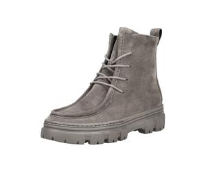 Schnürstiefelette PAUL GREEN "Paul Green Stiefelette Veloursleder", Damen, Gr. 38,5, grau (titan), Veloursleder, Schuhe Schnürstiefelette, Topseller (22093738-38,5) titan