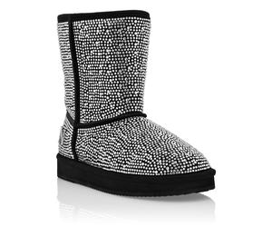 Schnürstiefelette PHILIPP PLEIN "Verziert", Damen, Gr. 40, Normalschaft, schwarz-weiß (60, crystal), Schuhe Schnürstiefelette (44852259-40) 60, crystal