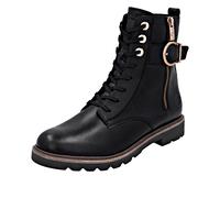 Schnürstiefelette REMONTE, Damen, Gr. 36, schwarz, Leder, Lederimitat, Schuhe Schnürstiefelette, Schnürboots, Casual-Stiefelette, Blockabsatz, mit großer Zierschließe (19792614-36)
