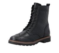 Schnürstiefelette REMONTE, Damen, Gr. 38, schwarz, Leder, Schuhe Schnürstiefelette, Blockabsatz, Schnürboots mit Ziernähten und Lyralochmuster (45066948-38) schwarz