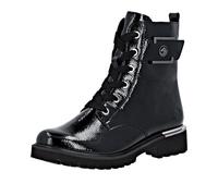 Schnürstiefelette REMONTE, Damen, Gr. 42, schwarz (schwarz uni), Lacklederimitat, glänzend, Schuhe Schnürstiefelette, Blockabsatz, Schnürboots im Kroko-Look, Innenreißverschluss (33240105-42) schwarz