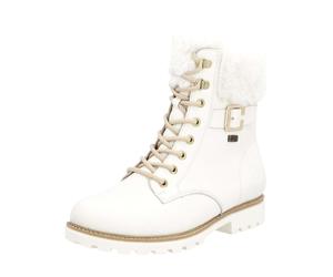 Schnürstiefelette REMONTE "Remonte Stiefelette Leder/Fell", Damen, Gr. 41, weiß, Leder, Schuhe Schnürstiefelette (46943765-41) weiß