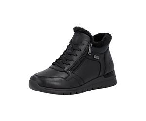 Schnürstiefelette REMONTE "Remonte Stiefelette Leder/Synthetik", Damen, Gr. 39, schwarz (schwarz, schwarz), Leder, Synthetik, Schuhe Schnürstiefelette (92832341-39) schwarz, schwarz