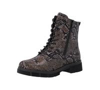 Schnürstiefelette REMONTE, Damen, Gr. 37, schwarz kombiniert, Lederimitat, Schlangenoptik, Schuhe Schnürstiefelette, Blockabsatz, Schnürboots im modischem Reptilien-Look (66197045-37) schwarz kombinie