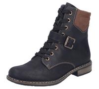 Schnürstiefelette RIEKER, Damen, Gr. 36, schwarz (schwarz, cognac), Lederimitat, unifarben mit Farbeinsatz, Schuhe Schnürstiefelette, Schnürboots, Stiefelette, Blockabsatz, mit gepolstertem Schaftrand