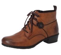 Schnürstiefelette RIEKER, Damen, Gr. 37, braun (braun used), Lederimitat, unifarben, used, Schuhe Schnürstiefelette, Schnürboots, Blockabsatz, mit Logoprägung an der Ferse, Topseller (39211549-37) bra