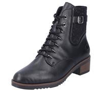 Schnürstiefelette RIEKER, Damen, Gr. 38, schwarz, Elastischer Einsatz, Lederimitat, unifarben, Schuhe Schnürstiefelette, Schnürboots, Trachtenstiefelette, Blockabsatz, Innenreißverschluss (56000652-38